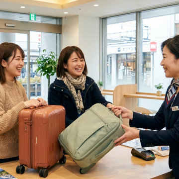 荷物を預ける女性