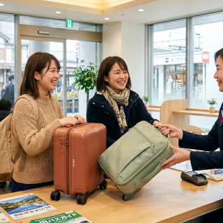 荷物を預ける女性