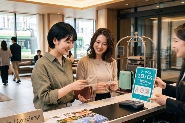 受付をする女性二人